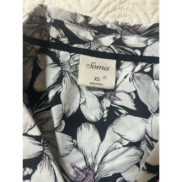 Soma Cool Cotton Stretch Woven Short Sleeve Pajama Top Tropic XS NEW! - Picture 6 of 7